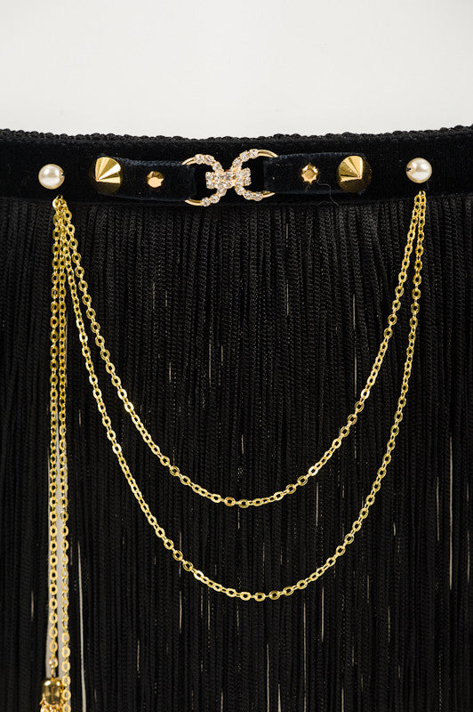 Josephine Skirt - Double Draped Gold Plated Chain & Tassels