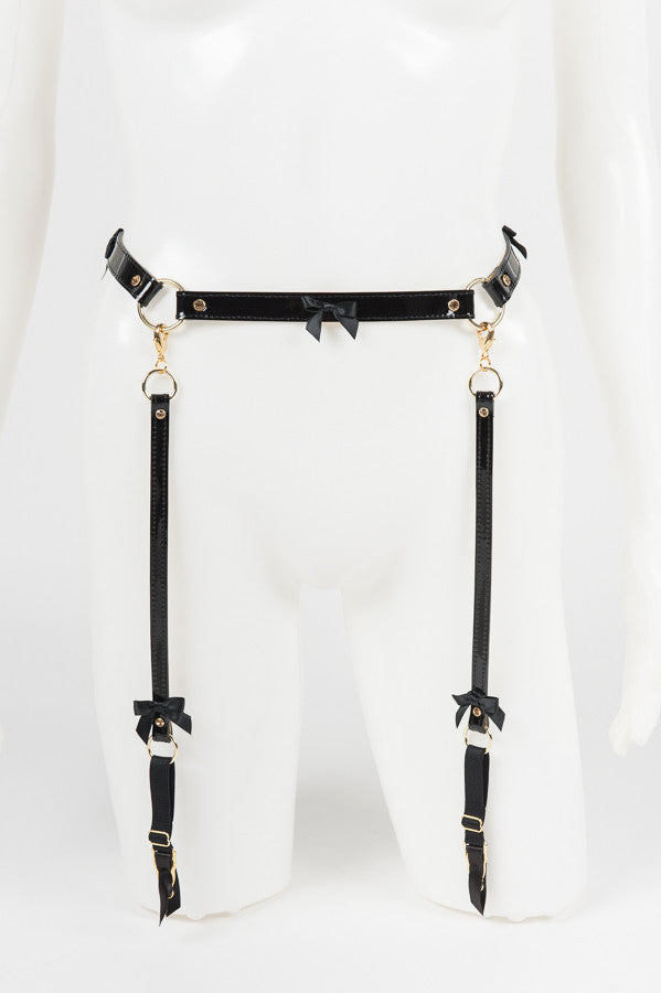 Jet Black Leather Garter Belt by Fräulein Kink