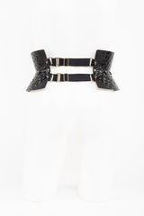 Buy Fraulein Kink Black Leather Crocco Belt Online