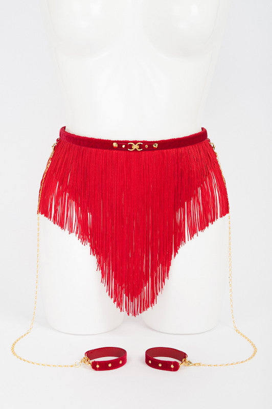 Rouge Bondage Fringe Skirt