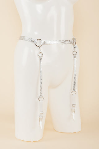 Silver Lace Garter Belt