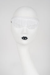 White Wedding Blindfold - Layered White Fringe Tassel 