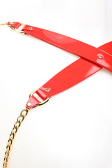 Roja Chain Harness in red patent leather by Fraulein Kink