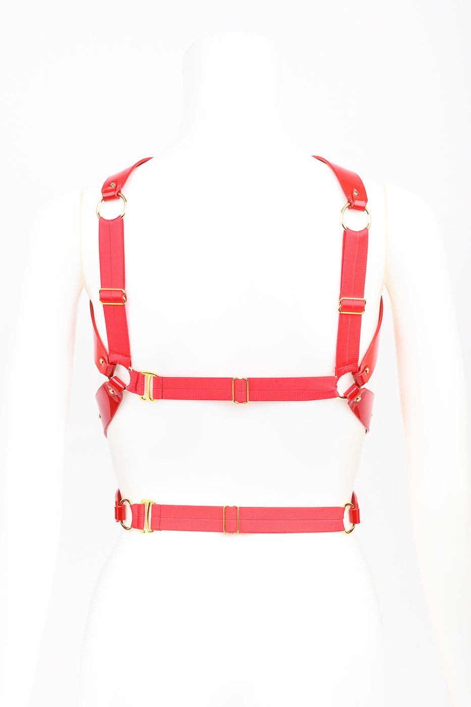 Roja Wrap Harness in red patent leather by Fraulein Kink