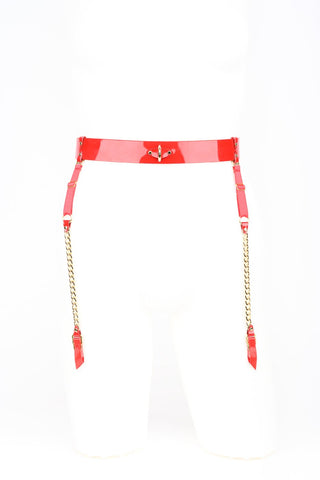 Rica Chain Garter Belt in Red Patent Leather by Fraulein Kink