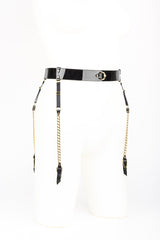 Rica Chain Garter Belt in Black Patent Leather by Fraulein Kink