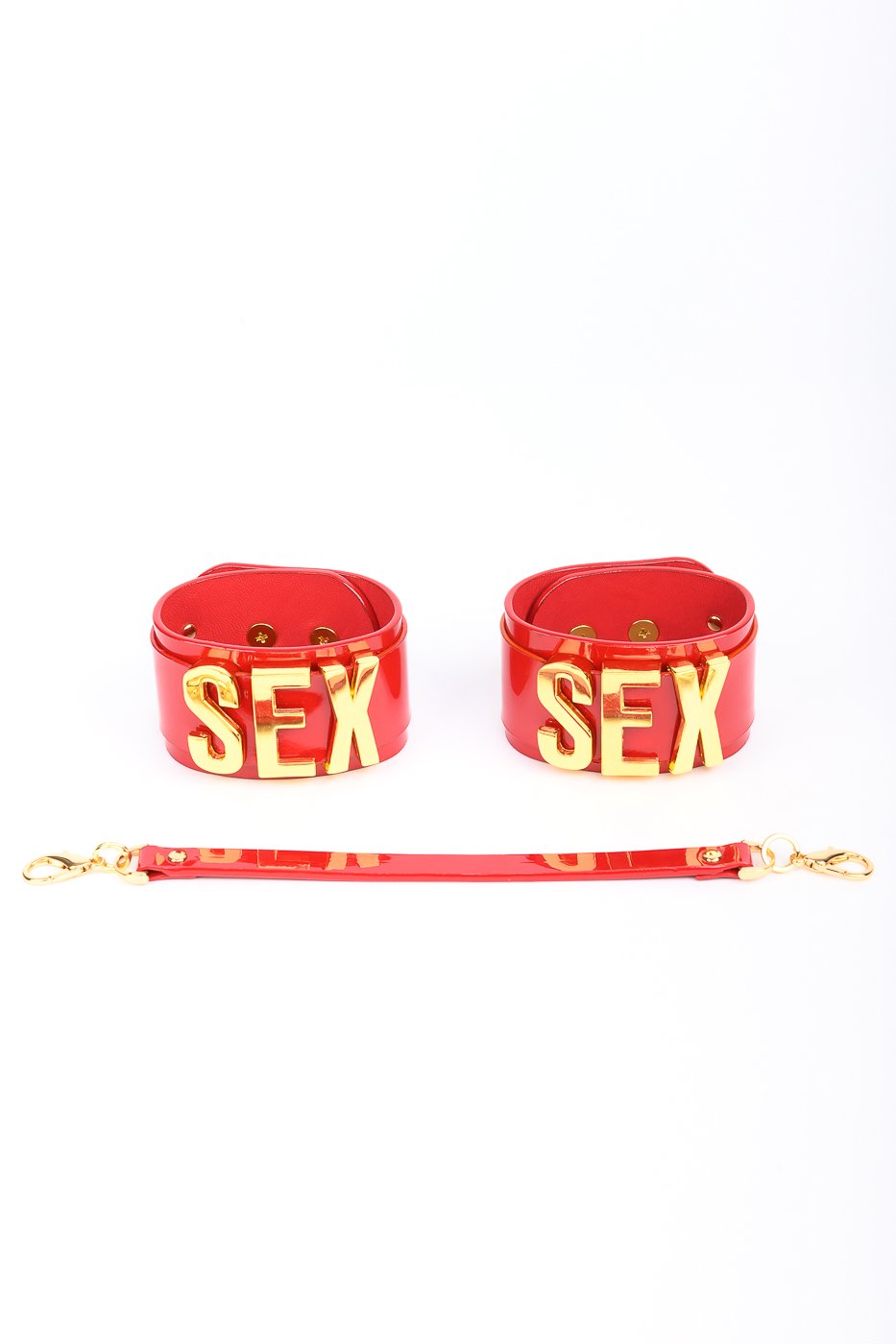 Roja Sex Handcuffs in Red Patent Leather by Fraulein Kink
