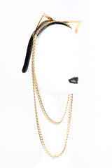 24K gold kitten headband with cat ears and chain