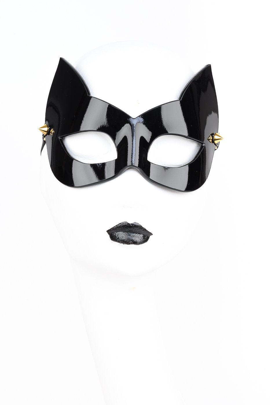 Rica Molded Kitten Mask in Black with gold spikes by Fraulein Kink