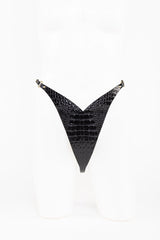 Buy Fraulein Kink Black Crocco Leather String Online 