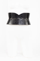 Buy Fraulein Kink Black Leather Crocco Belt With Garters Online