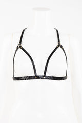 Buy Fraulein Kink Black Crocco Cage Harness Bra Online 