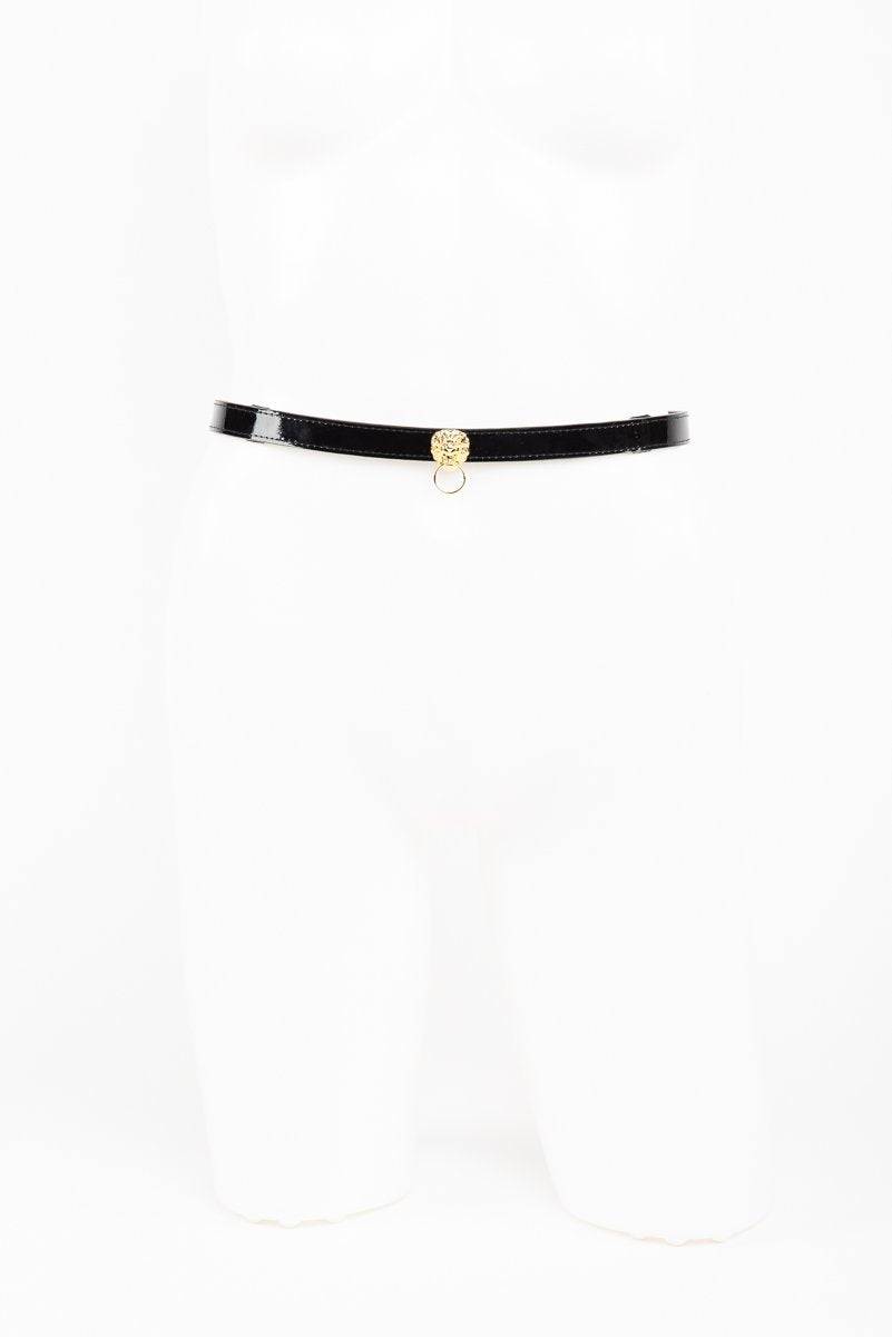 Buy Fraulein Kink Black Patent Leather Garter Belt With Lion Online