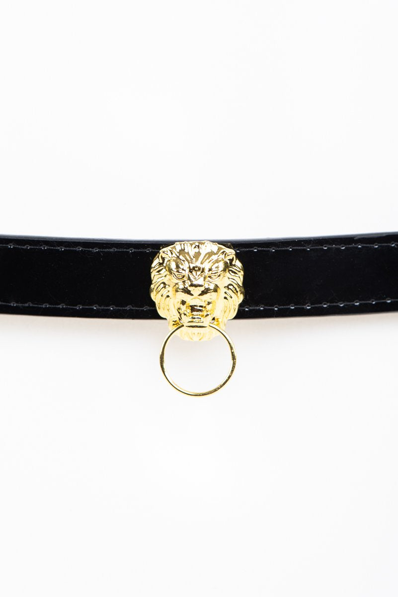 Buy Fraulein Kink Black Patent Leather Garter Belt With Lion Online