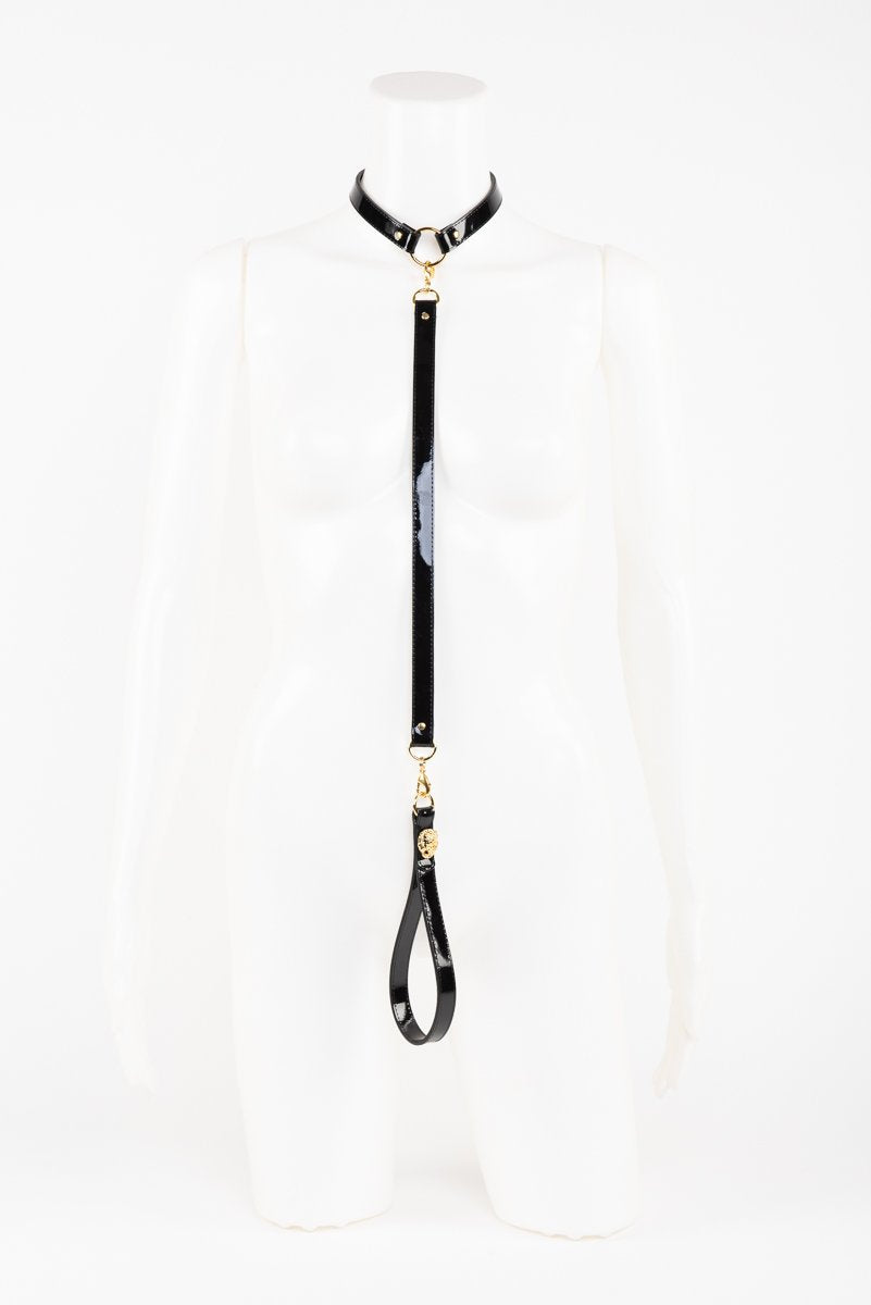 Fraulein Kink Black Patent Leather T-Strap With Lion Buy Online
