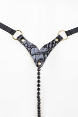 Buy Fraulein Kink Black Crocco Pearl String Online 