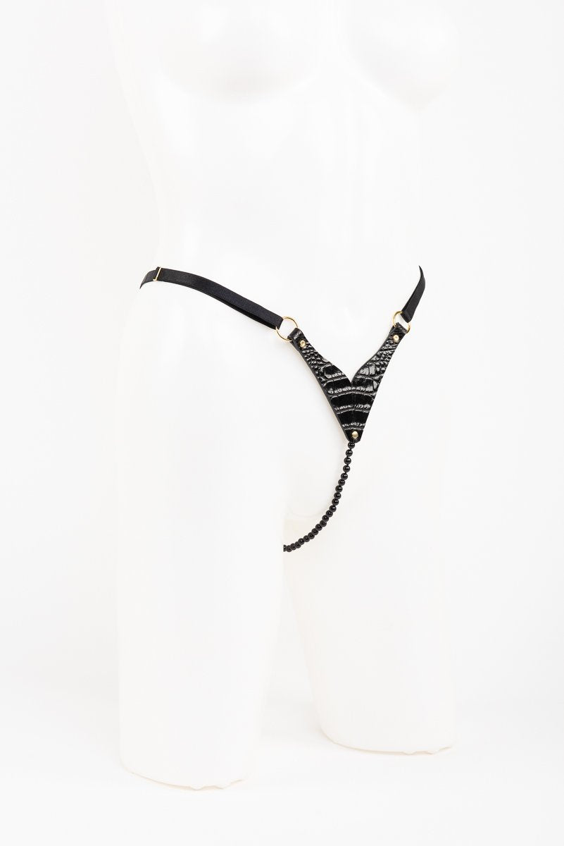 Buy Fraulein Kink Black Crocco Pearl String Online 