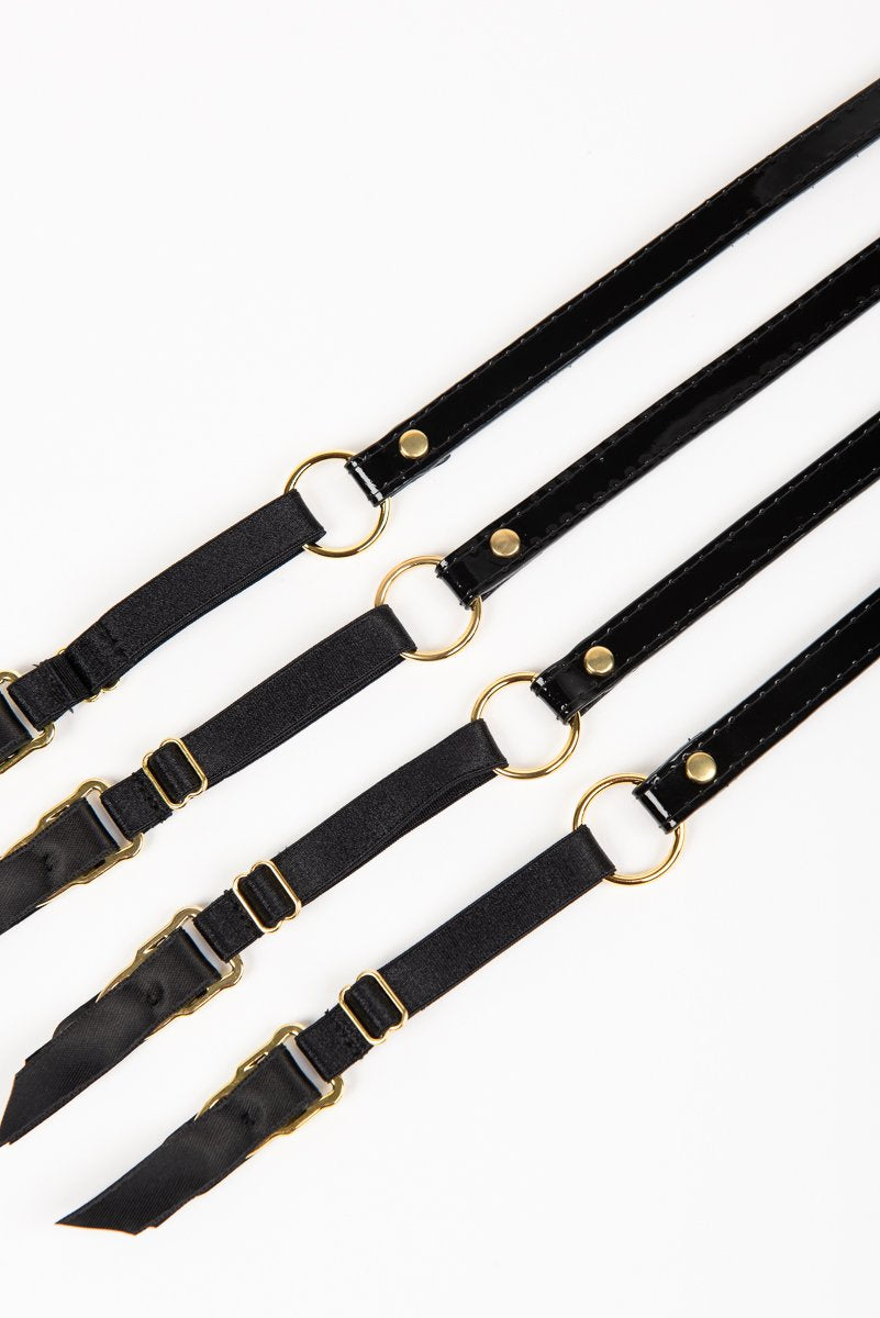 Buy Fraulein Kink Black Patent Leather Garter Belt With Lion Online