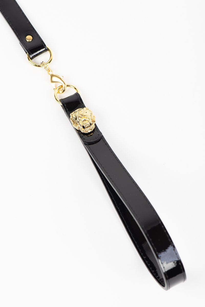 Fraulein Kink Black Patent Leather T-Strap With Lion Buy Online