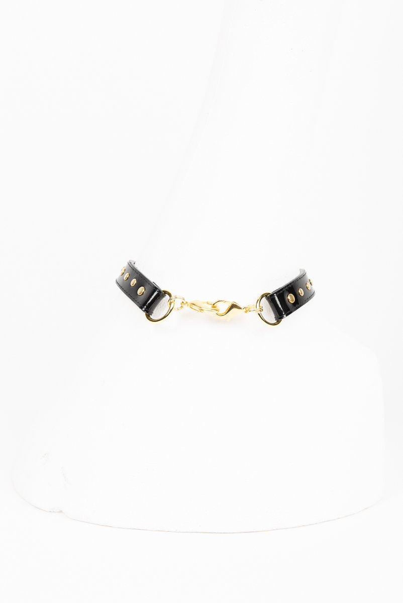 Buy Fraulein Kink Online. Patent Leather Choker with Gold Rivets.