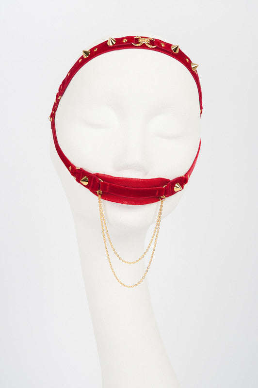 Double Red & Gold Tulle Mouth Gag