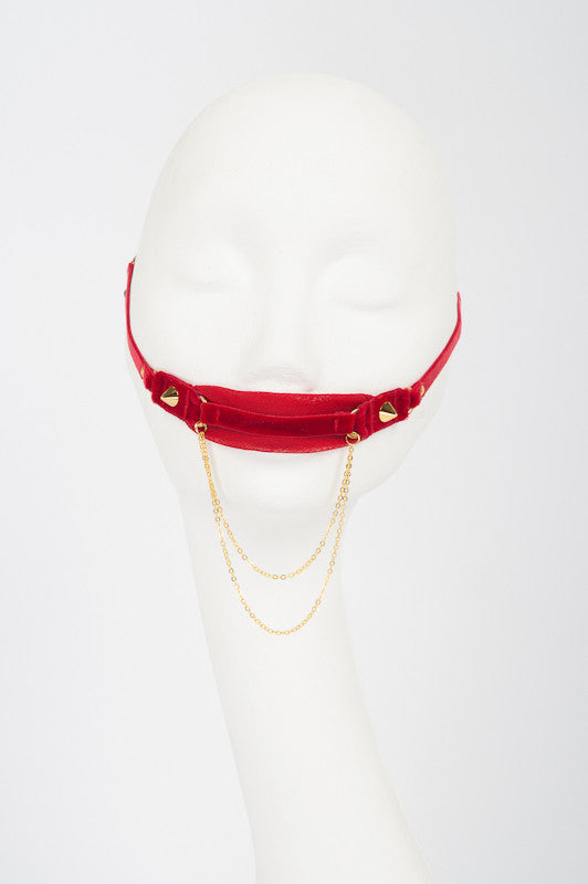 Red & Gold Tulle Mouth Gag