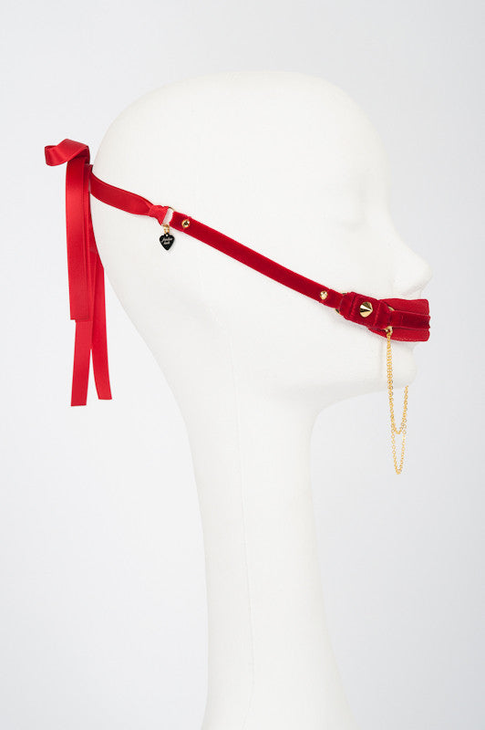 Red & Gold Tulle Mouth Gag