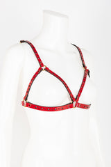 Luxury Patent Leather Harness Bra with Crystal Rivets Buy Online at Fraulein Kink