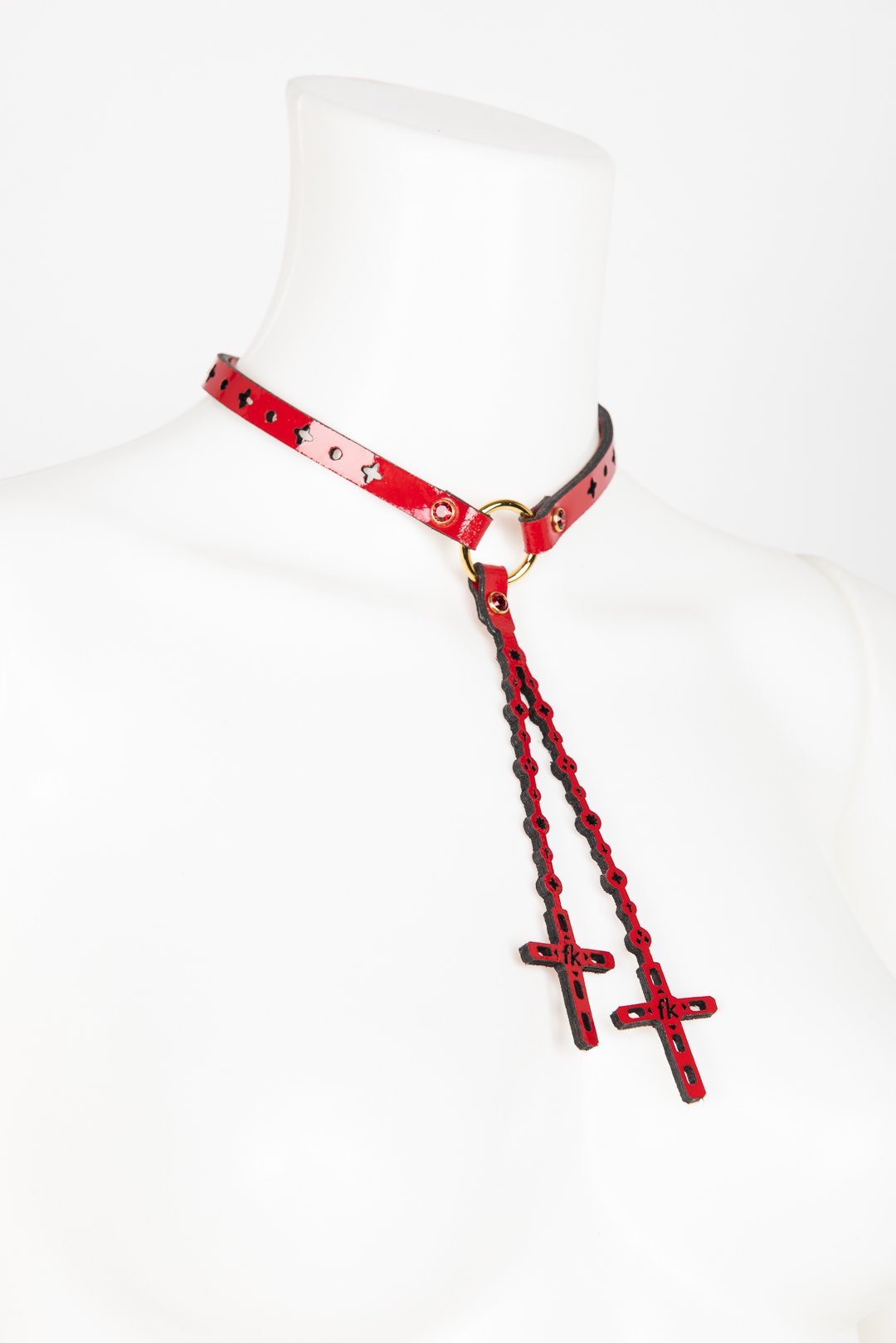 Luxury Patent Leather Roasary Choker with Crystal Rivets Buy Online at Fraulein Kink