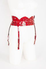 Luxury Patent Leather Garter Belt and Suspenders with Crystal Rivets Buy Online at Fraulein Kink