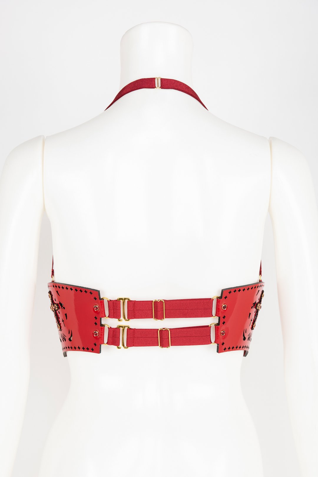 Luxury Patent Leather Harness with Crystal Rivets Buy Online at Fraulein Kink
