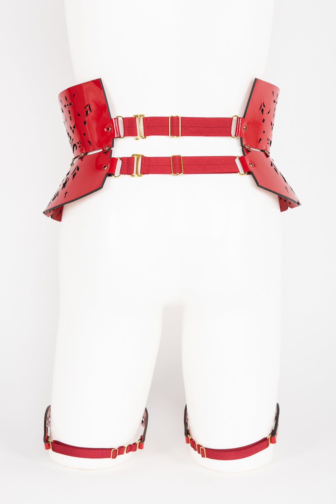 Luxury Patent Leather Garter Belt and Suspenders with Crystal Rivets Buy Online at Fraulein Kink